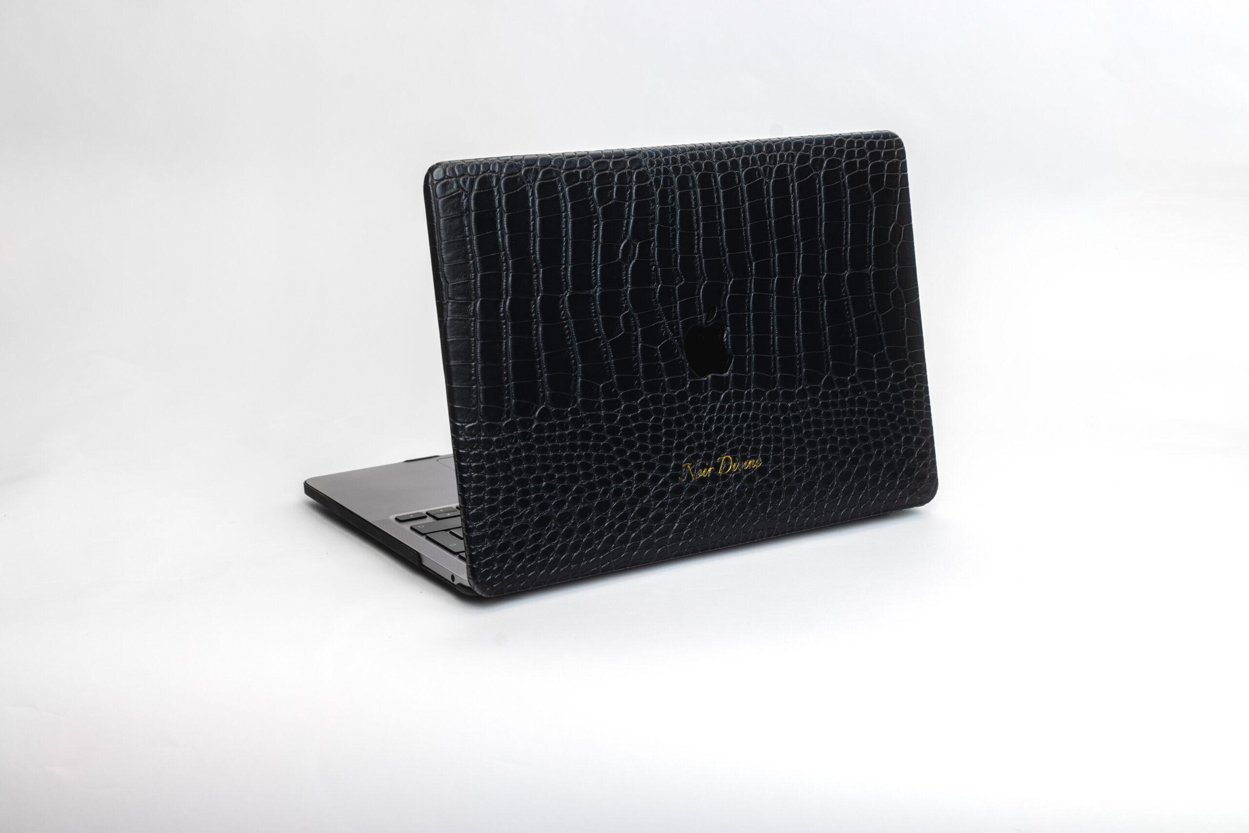 about-02 Black crocodile-texture MacBook case by Noir Divine